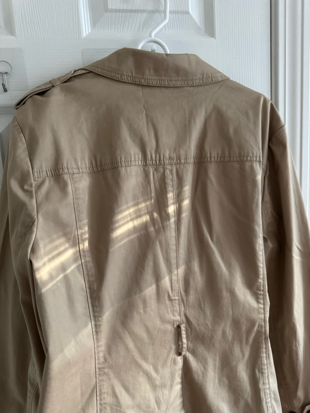Trench Jacket Short Length Cotton Khaki XL - Picture 10 of 14